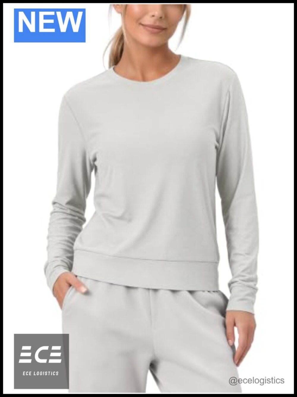 Long Sleeve Crewneck Tee Ultra Soft Tech Performance UPF 50+ Pullover Top